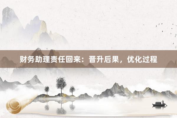 财务助理责任回来：晋升后果，优化过程